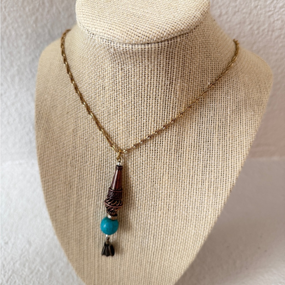 Short Turquoise Ornate Necklace